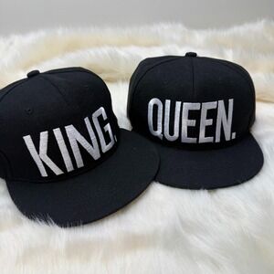 King + Queen Black Hats Matching Snapback Sets‎